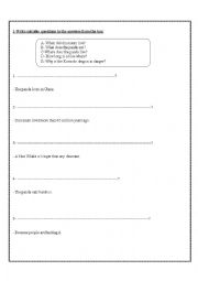 English Worksheet: Wh questions