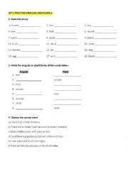 English Worksheet: Plural and singular