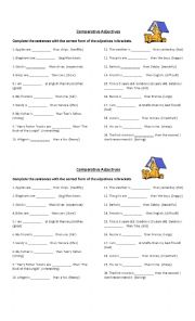 English Worksheet: Comparatives 