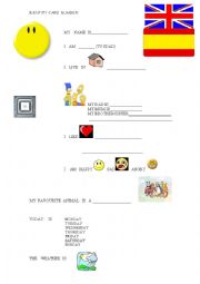 English Worksheet: identity card introducing yourself 