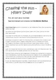 English Worksheet: CHASING THE SUN - Hilary Duff