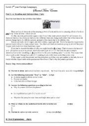 English Worksheet: coca cola exam