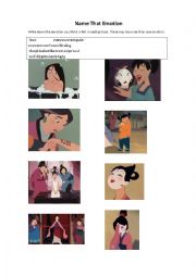 English Worksheet: Mulan Bring Honor to Us Emotions Activity