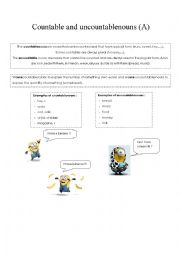English Worksheet: Countable and uncountable A