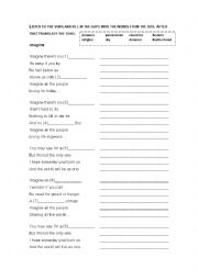 English Worksheet: Imagine_ John Lenon