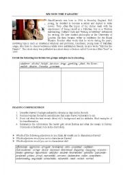 English Worksheet: My son the fanatic