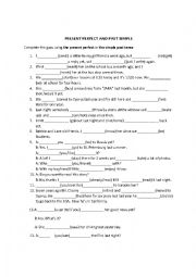 English Worksheet: revision and testing of PRESENT PERFECT and PAST SIMPLE