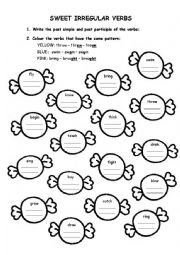 English Worksheet: Sweet Irregular Verbs