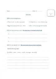 English Worksheet: writing a paragraph