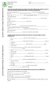 English Worksheet: Present Simple and Continuous, Past simple and Continuous, will, going to, Present Perfect and  First Conditional test