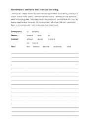 English Worksheet: Rewrite a story using linkers (for kids and teens)