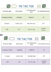 English Worksheet: Tic tac toe game on numbers and figures