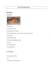 English Worksheet: hot cross bun recipe