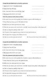 English Worksheet: subject and object pronouns