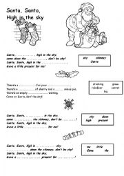 English Worksheet: Santa high in the sky