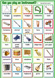 English Worksheet: Can you play an Instrument?