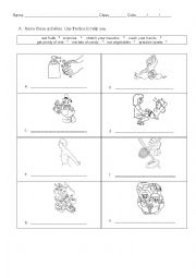 English Worksheet: Name the everyday activities home and sports practice