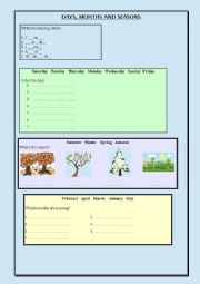 English Worksheet: Days, months and seasons