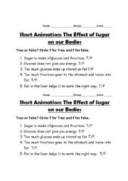 English Worksheet: Sugar youtube video comprehension activity 