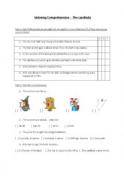 English Worksheet: The Landlady - Listening Comprehension