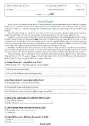 English Worksheet: Reading comprehension quiz