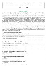 English Worksheet: Reading comprehension quiz