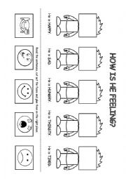 English Worksheet: How is he feeling?