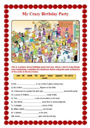 English Worksheet: My Crazy Birthday Party