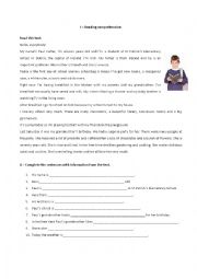 English Worksheet: reading comprehension