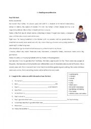 English Worksheet: reading comprehension