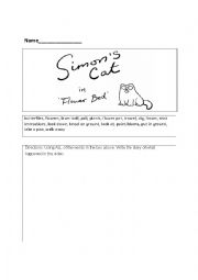 English Worksheet: Simons Cat in Flower Bed
