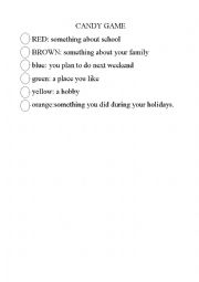 English Worksheet: Candy Game