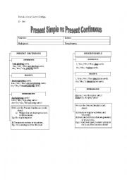 Summary Simple Present and Present Continuous