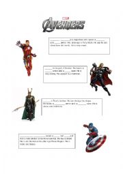 English Worksheet: Avengers part 1