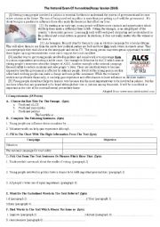 English Worksheet: An Example of A Moroccan National Exam