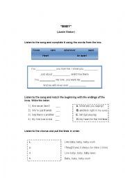 English Worksheet: song 