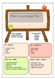 English Worksheet: what is a good pupil like
