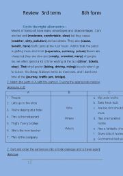 English Worksheet: revesion 3rd term  means of transport, accomodation 