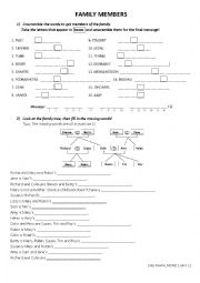 English Worksheet: Members of a family