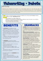 English Worksheet: Teleworking - debate