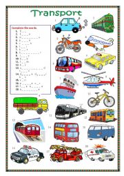 English Worksheet: Means of travel