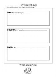 English Worksheet: FAVOURITE THINGS