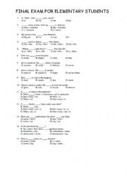 English Worksheet: elementary final exam