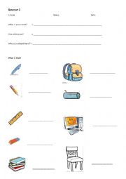 English Worksheet: second class first exam