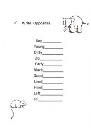 English Worksheet: opposites