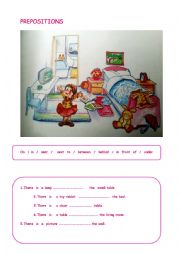 English Worksheet: prepositions two pages