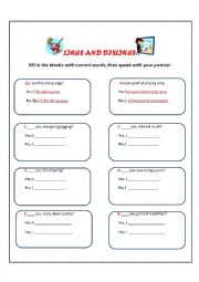 English Worksheet:  Likes and Dislikes