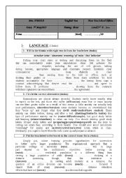 English Worksheet: Mid term Test n3, 3rd Form Arts