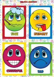 English Worksheet: Feelings and Emotions - FLASHCARDS (3-4):