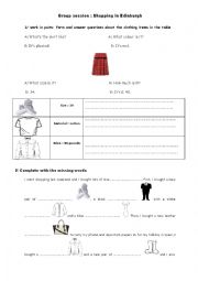 English Worksheet: group session shopping in edinburgh